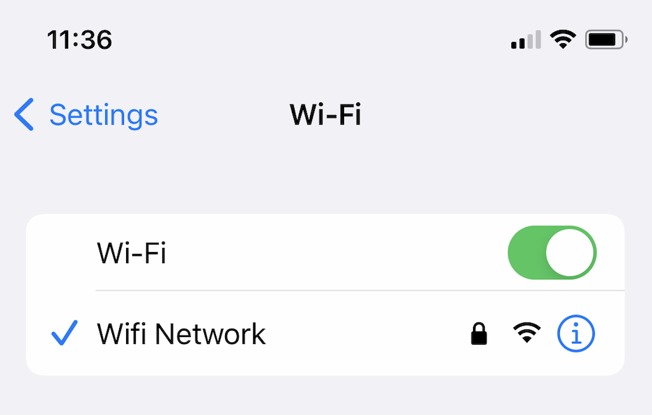 iOS Wi-Fi settings