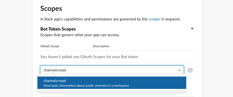 Adding bot token scopes to Burp Suite DAST Slack bot