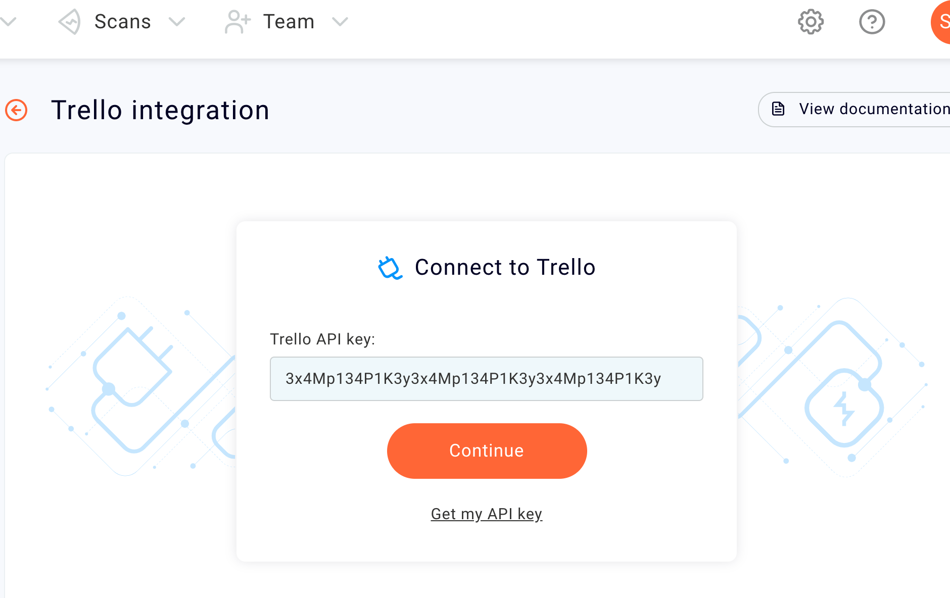 Entering your Trello API key into Burp Suite DAST