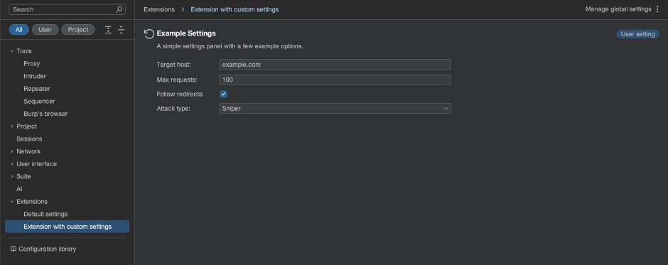 Add settings panel