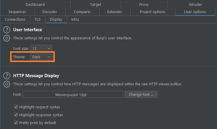 Dark theme setting