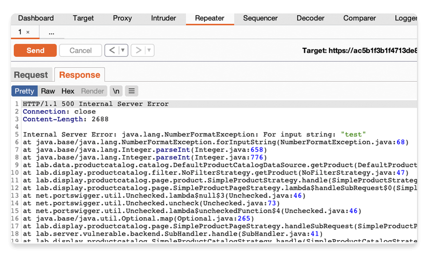 Studying the error message in the response