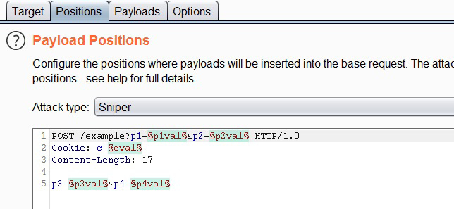 Add payload positions