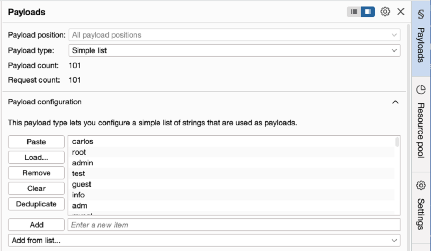 Setting payloads for fuzzing