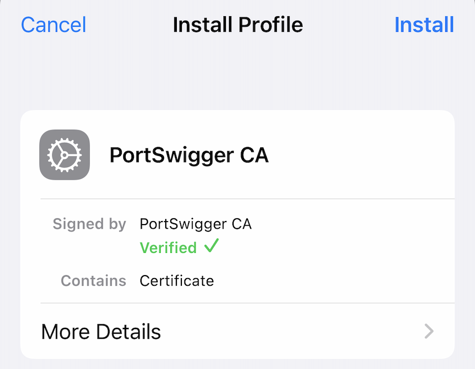 iOS Install Profile screen