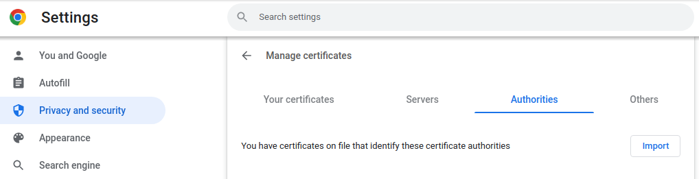import CA certificate - Linux