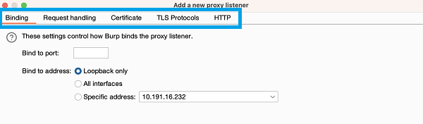 Proxy listener settings
