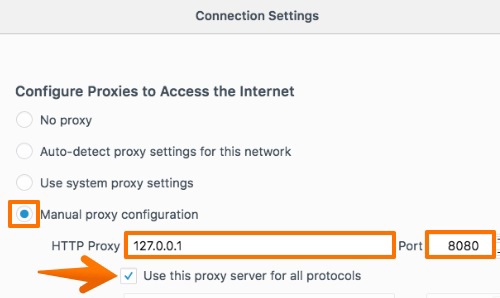 Firefox proxy configuration