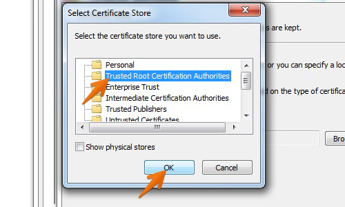 IE select certificate store