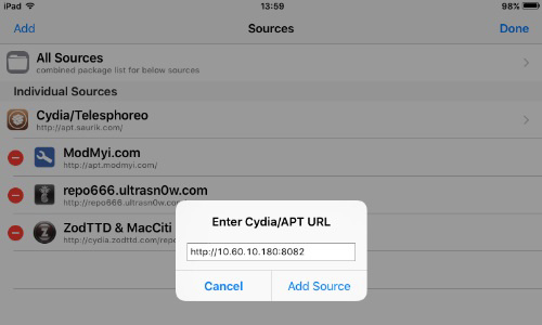 Enter the Cydia/APT URL