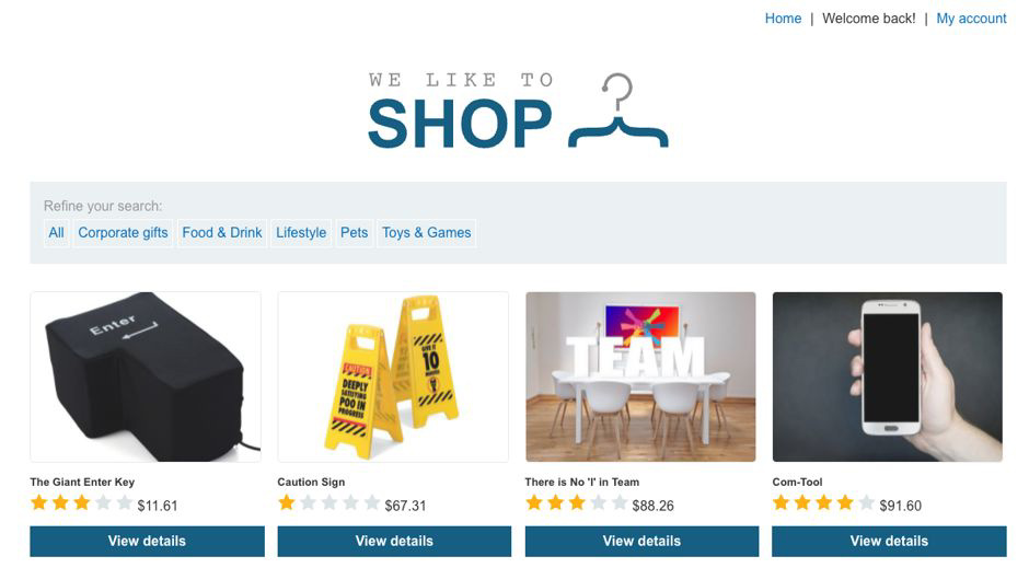 A deliberately vulnerable online store