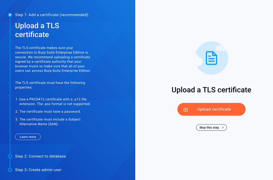 Uploading a TLS certificate