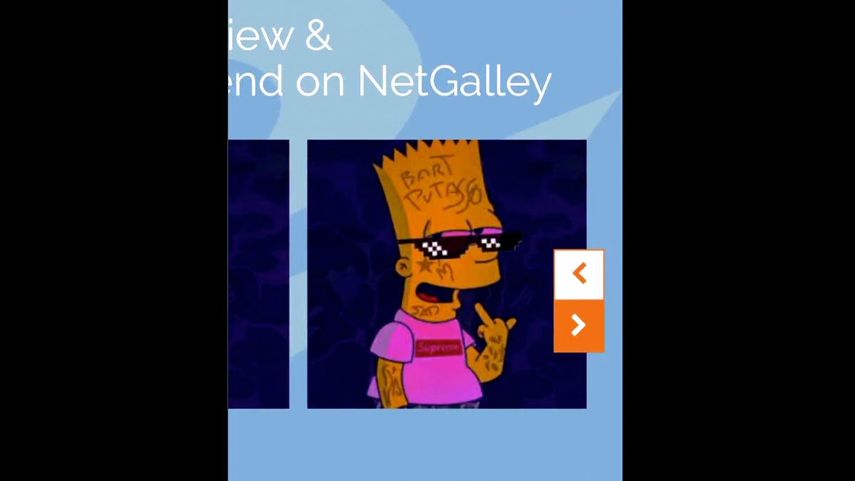 NetGalley website Bart Simpson picture defaced