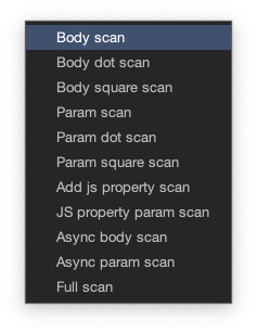 Context menu showing the various scan options