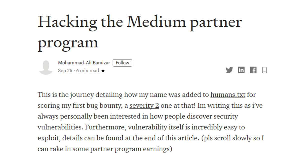 Medium post: Hacking the Medium Partner Program