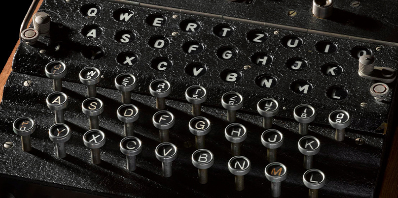 An Enigma machine part of the GCHQ exhibit Top Secret: From Ciphers to Cyber Security at the Science Museum