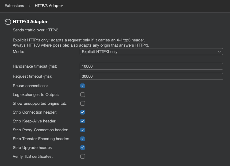 HTTP/3 Adapter Settings