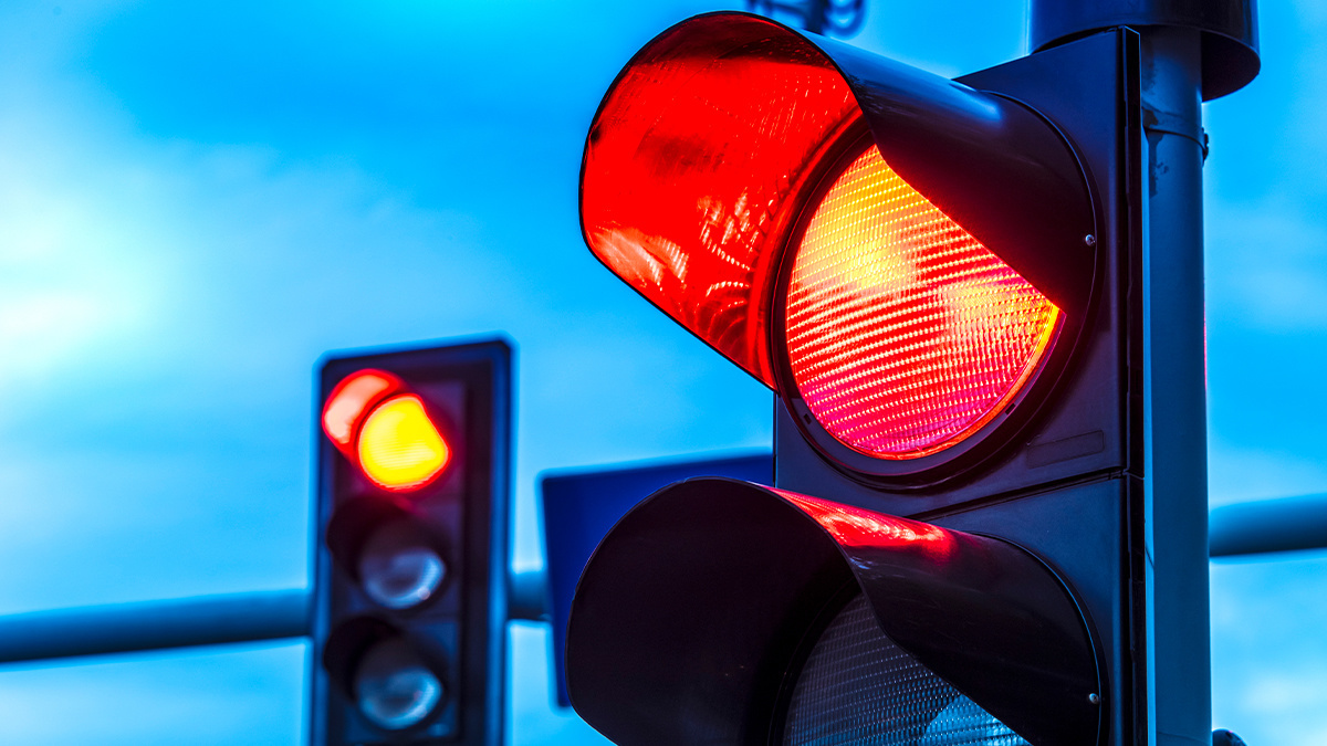 Traffic lights over urban intersection