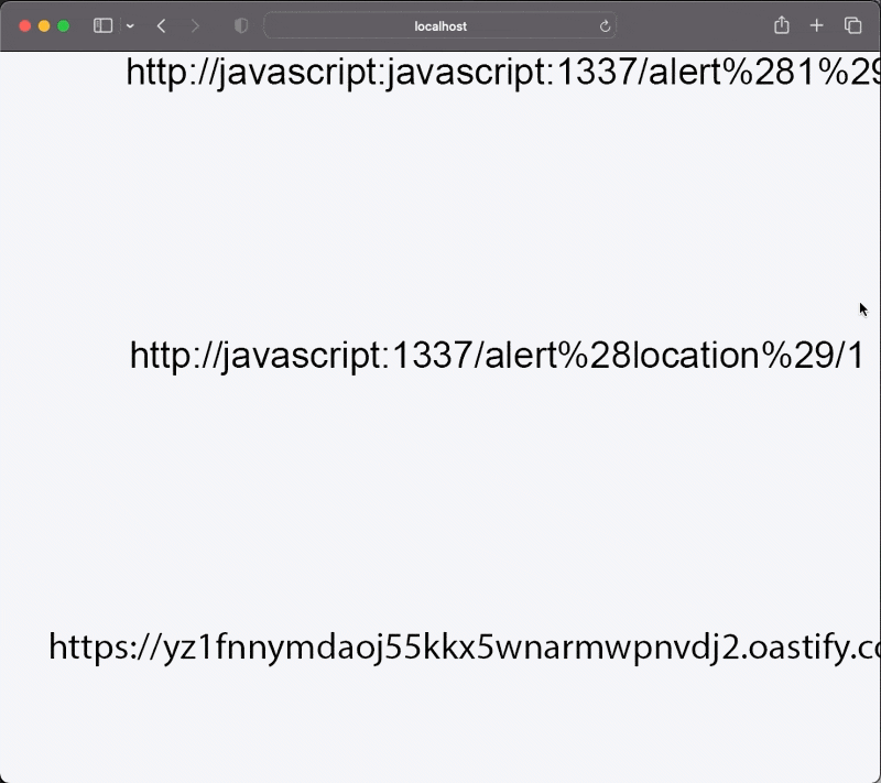 Animated GIF showing JavasCript injection