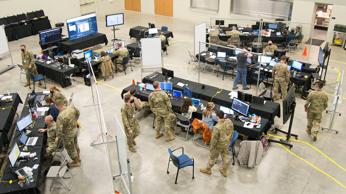 The US operations center for Exercise Locked Shields 2021, the world's largest cyber defense exercise