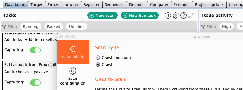 burp suite manual crawling verus automated spidering