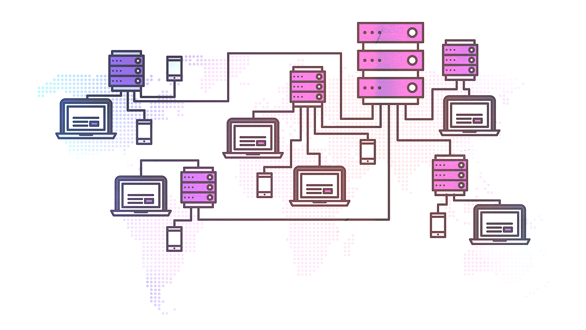 Content Delivery Network or Content Distribution Network CDN with Server and Users Laptop