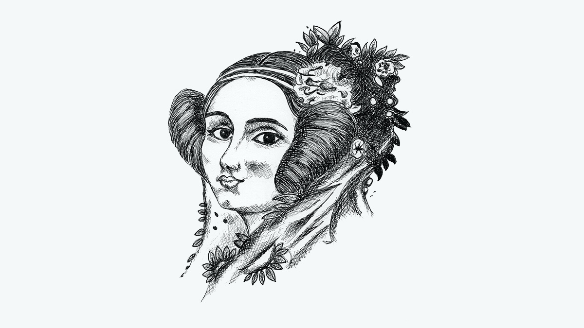 Ada Lovelace, as sketched here, is considered the pioneer of computing programming