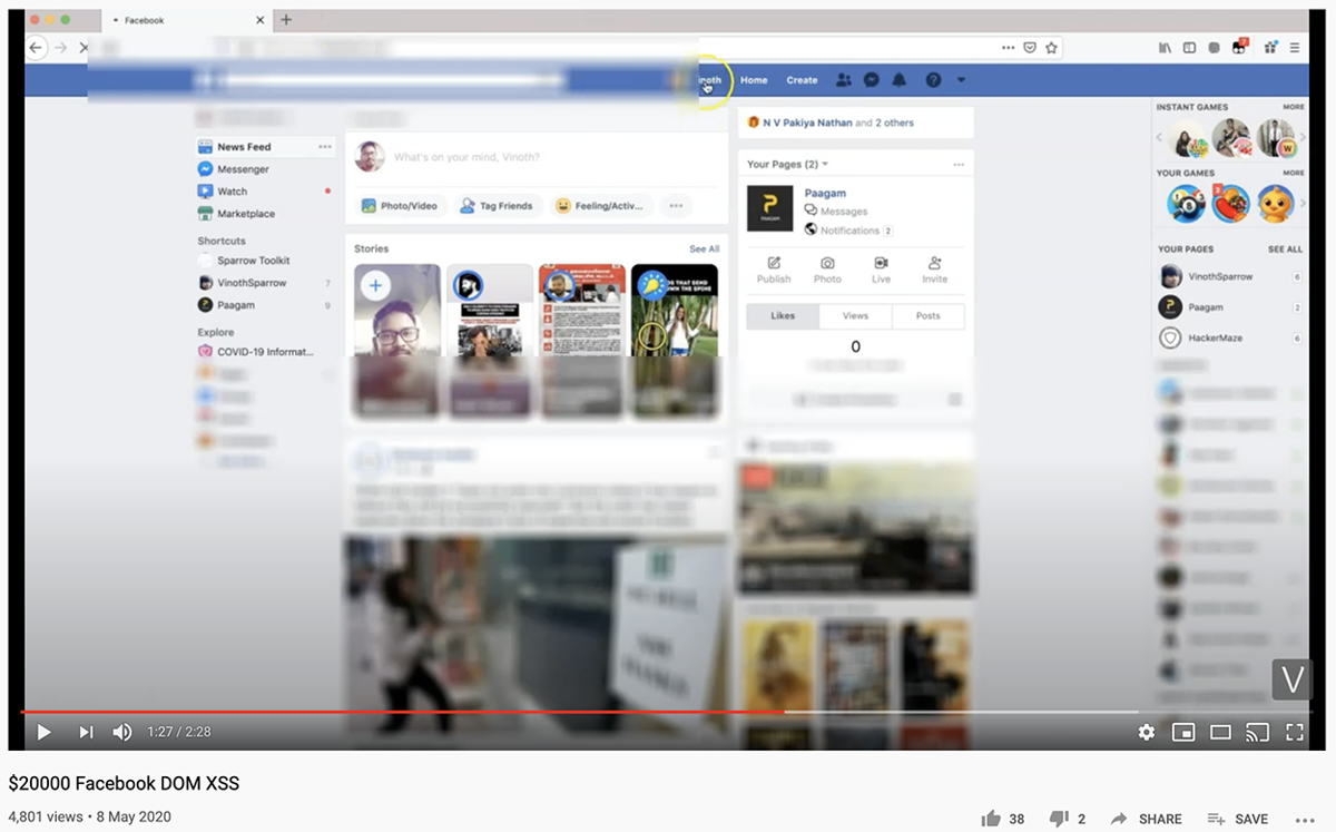 Facebook XSS vulnerability proof-of-concept