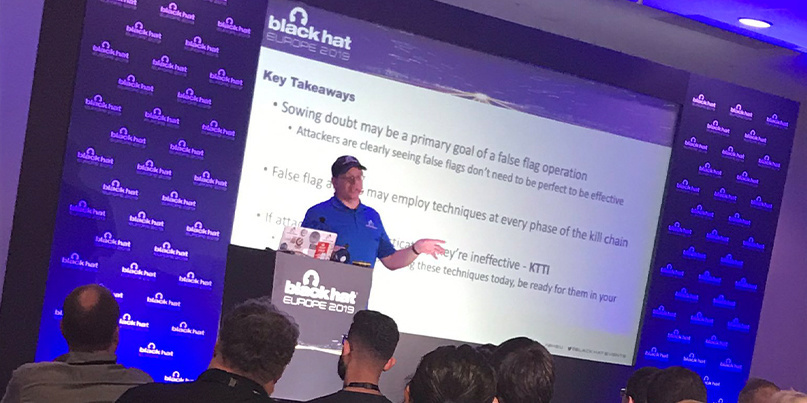 Jake Williams discusses false flag operations at the Black Hat Europe 2019 security conference