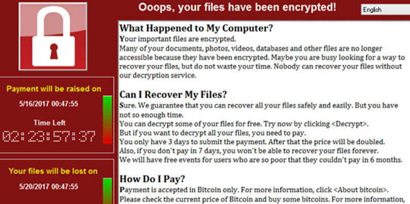 WannaCry decryptor screenshot