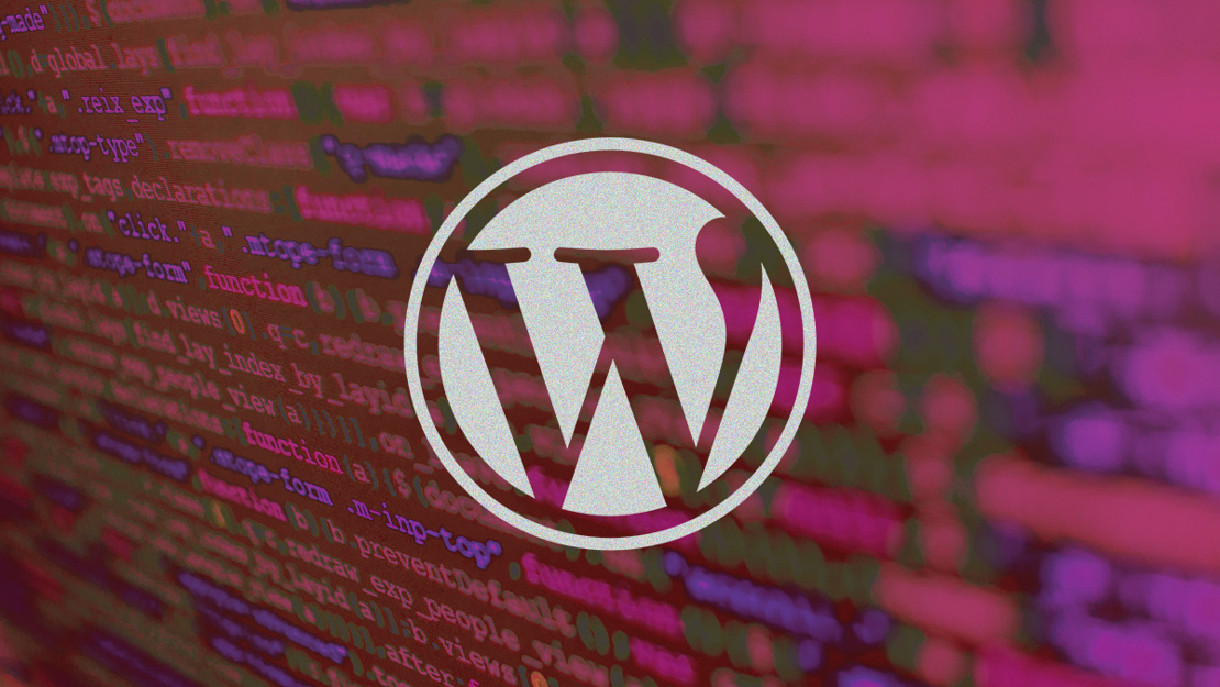 WordPress logo on pink background