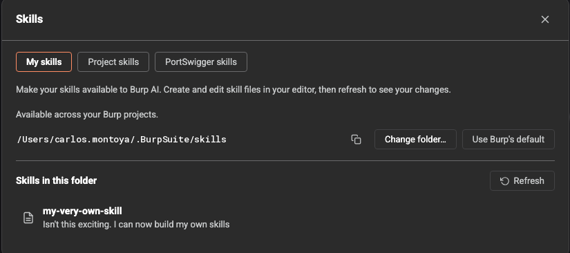 Custom skills